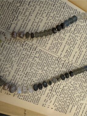 Anthropologie Faceted Bead Necklace in Gray and Blue-Black Tones